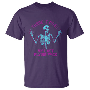 Funny Skeleton T Shirt There It Goes My Last Flying F*ck Middle Finger Sarcasm TS02 Purple Printyourwear