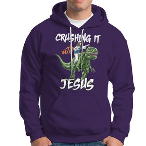 Crushing It With Jesus Hoodie Funny Riding Dinosaur TS02 Purple Printyourwear