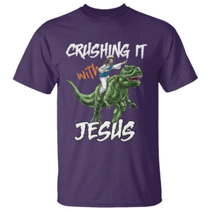 Crushing It With Jesus T Shirt Funny Riding Dinosaur TS02 Purple Printyourwear