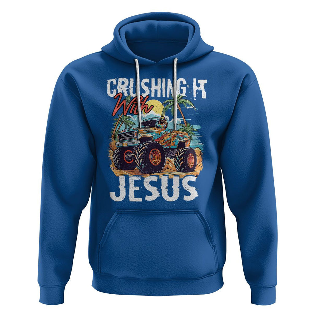 Funny Jesus Hoodie Crushing It With Jesus TS02 Royal Blue Printyourwear