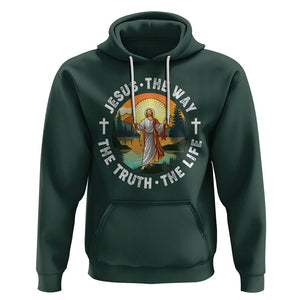 Jesus Hoodie The Way The Truth The Life TS02 Dark Forest Green Printyourwear