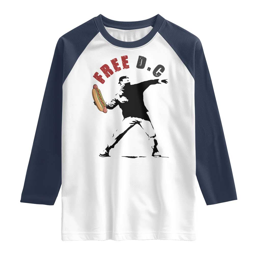 Free DC Sandwich Toss Raglan Shirt Washington DC Political Satire TS02 White Navy Print Your Wear