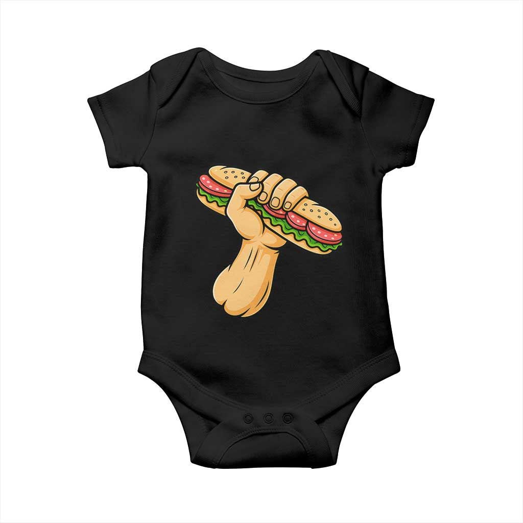 Sandwich Power Fist Baby Onesie Sarcastic Food Revolution Political Satire TS02 Black Print Your Wear