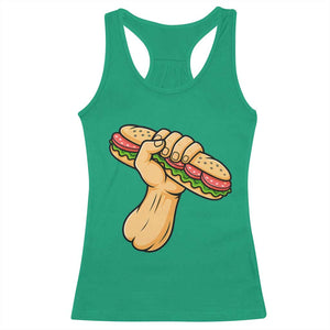 Sandwich Power Fist Racerback Tank Top Sarcastic Food Revolution Political Satire TS02 Irish Green Print Your Wear