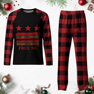 Free DC Funny Flag Parody Plaid Pajama Set Washington DC with Baguette Sandwich Twist TS02 Buffalo Plaid Print Your Wear