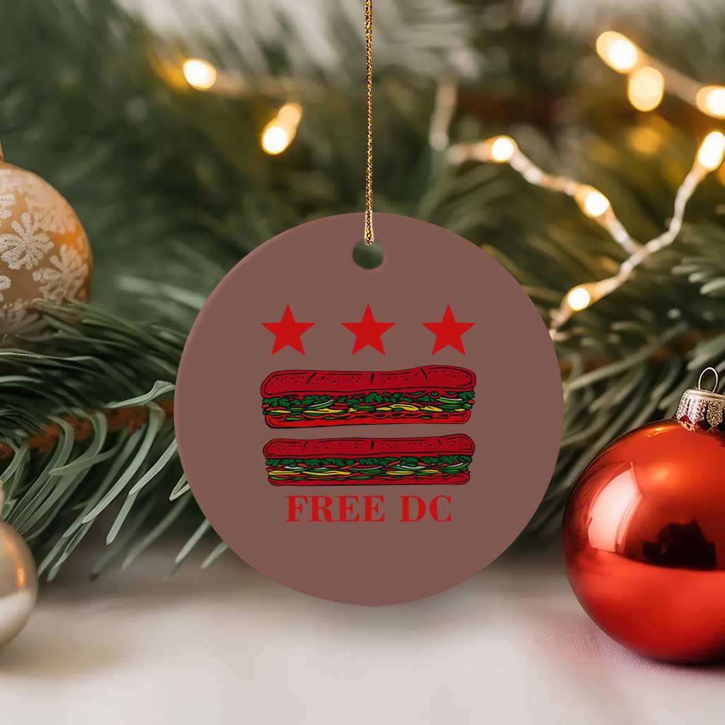 Free DC Funny Flag Parody Ceramic Ornament Washington DC with Baguette Sandwich Twist TS02 1pc Mocha Print Your Wear