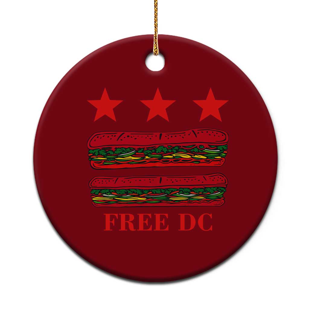 Free DC Funny Flag Parody Ceramic Ornament Washington DC with Baguette Sandwich Twist TS02 1pc Red Print Your Wear