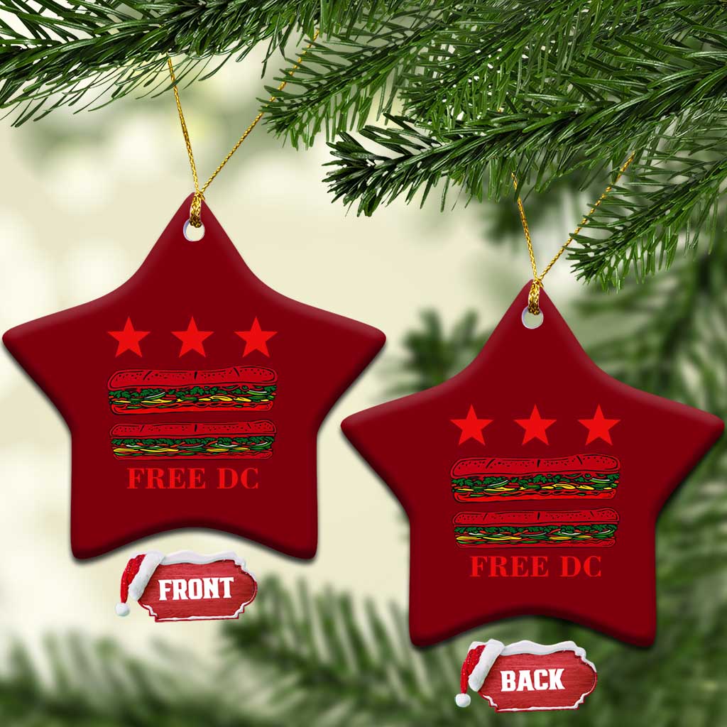 Free DC Funny Flag Parody Ceramic Ornament Washington DC with Baguette Sandwich Twist TS02 Print Your Wear
