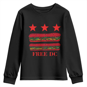 Free DC Funny Flag Parody Youth Sweatshirt Washington DC with Baguette Sandwich Twist TS02 Black Print Your Wear