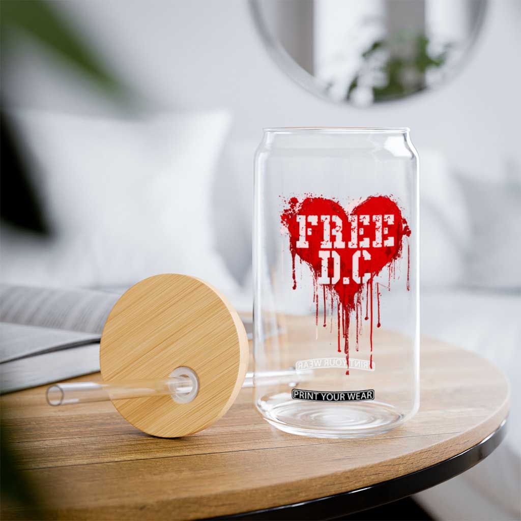 Free DC Graffiti Dripping Heart Graphic Glass Can Washington DC Pride Political Satire TS02 Print Your Wear