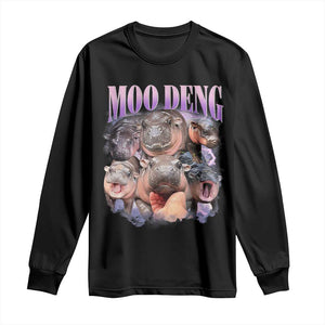 Baby Hippo Moo Deng Long Sleeve Shirt Funny Moo-deng Baby Pygmy Hippopotamus TS02 Black Print Your Wear