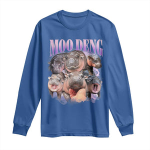 Baby Hippo Moo Deng Long Sleeve Shirt Funny Moo-deng Baby Pygmy Hippopotamus TS02 Royal Blue Print Your Wear