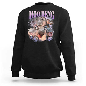 Baby Hippo Moo Deng Sweatshirt Funny Moo-deng Baby Pygmy Hippopotamus TS02 Black Print Your Wear