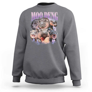 Baby Hippo Moo Deng Sweatshirt Funny Moo-deng Baby Pygmy Hippopotamus TS02 Charcoal Print Your Wear