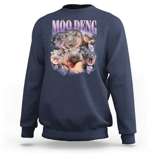 Baby Hippo Moo Deng Sweatshirt Funny Moo-deng Baby Pygmy Hippopotamus TS02 Navy Print Your Wear