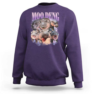 Baby Hippo Moo Deng Sweatshirt Funny Moo-deng Baby Pygmy Hippopotamus TS02 Purple Print Your Wear