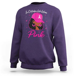 Breast Cancer Awareness Sweatshirt In October We Wear Pink Afro Girl TS02 Purple Print Your Wear