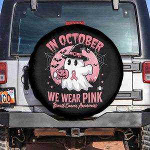 Halloween Breast Cancer Awareness Spare Tire Cover In October We Wear Pink Cute Boo Sheet TS02 No hole Black Print Your Wear