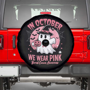 Halloween Breast Cancer Awareness Spare Tire Cover In October We Wear Pink Cute Boo Sheet TS02 Black Print Your Wear