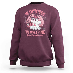 Halloween Breast Cancer Awareness Sweatshirt In October We Wear Pink Cute Boo Sheet TS02 Maroon Print Your Wear