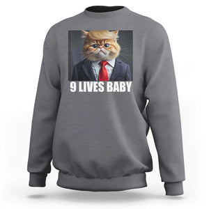 Funny Cat Trump 2024 Sweatshirt 9 Lives Baby TS02 Charcoal Print Your Wear