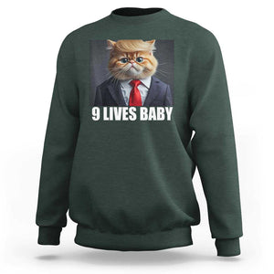 Funny Cat Trump 2024 Sweatshirt 9 Lives Baby TS02 Dark Forest Green Print Your Wear