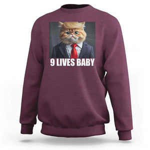 Funny Cat Trump 2024 Sweatshirt 9 Lives Baby TS02 Maroon Print Your Wear