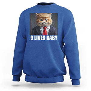 Funny Cat Trump 2024 Sweatshirt 9 Lives Baby TS02 Royal Blue Print Your Wear