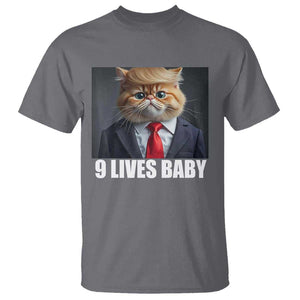 Funny Cat Trump 2024 T Shirt 9 Lives Baby TS02 Charcoal Print Your Wear