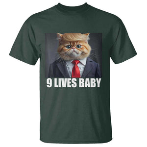 Funny Cat Trump 2024 T Shirt 9 Lives Baby TS02 Dark Forest Green Print Your Wear