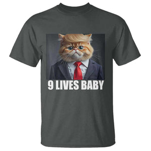 Funny Cat Trump 2024 T Shirt 9 Lives Baby TS02 Dark Heather Print Your Wear