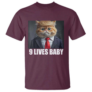 Funny Cat Trump 2024 T Shirt 9 Lives Baby TS02 Maroon Print Your Wear