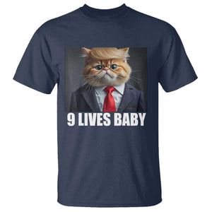 Funny Cat Trump 2024 T Shirt 9 Lives Baby TS02 Navy Print Your Wear