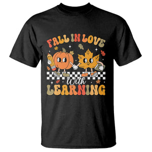 Fall In Love With Learning T Shirt Retro Autumn Pumpkin For Teacher Student TS02 Black Print Your Wear