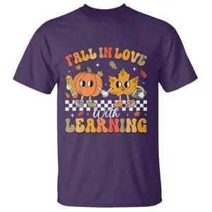 Fall In Love With Learning T Shirt Retro Autumn Pumpkin For Teacher Student TS02 Purple Print Your Wear