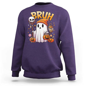 Cute Halloween Ghost Boo Sheet Sweatshirt Funny Bruh Trick Or Treat Candy TS02 Purple Print Your Wear