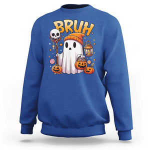 Cute Halloween Ghost Boo Sheet Sweatshirt Funny Bruh Trick Or Treat Candy TS02 Royal Blue Print Your Wear