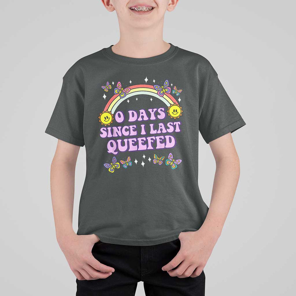 Funny Queef Joke Embarrassing T Shirt For Kid 0 Days Since I Last Queefed TS02 Dark Heather Print Your Wear