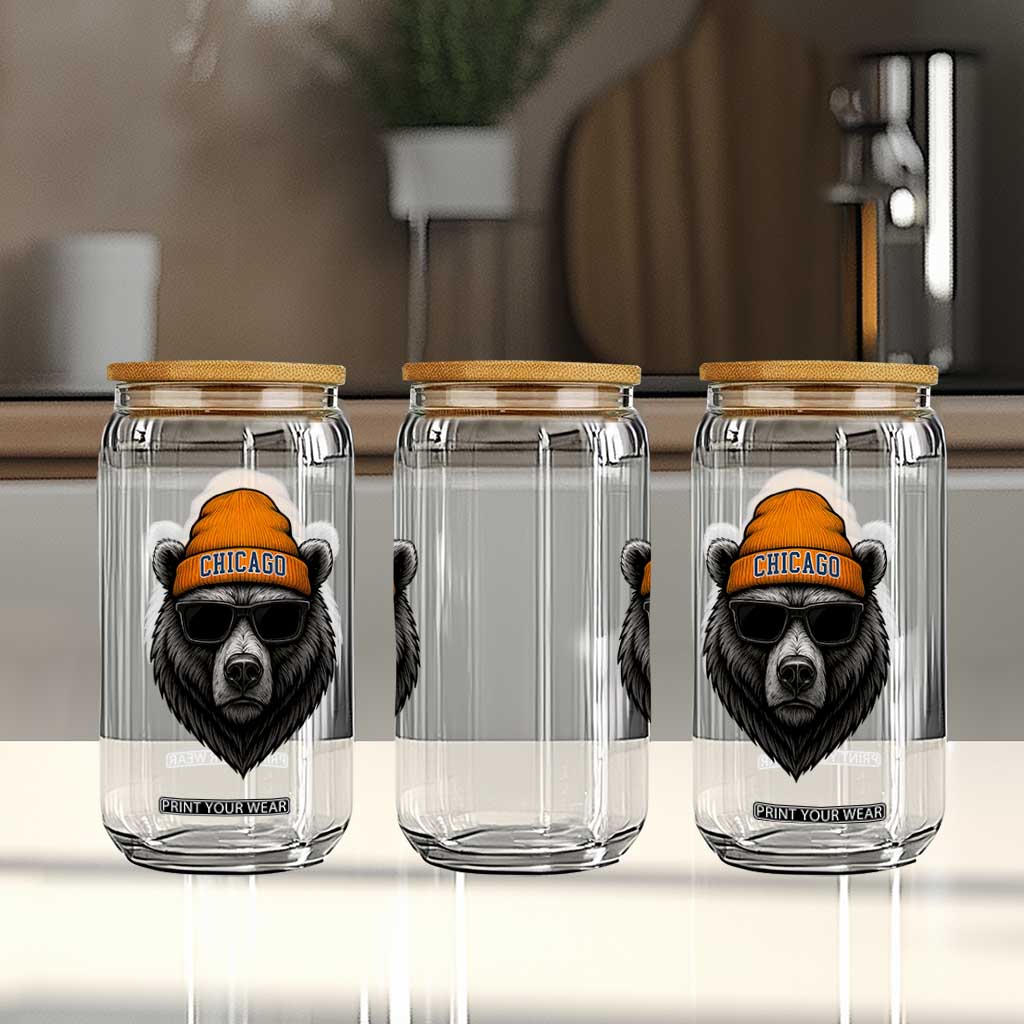 Cool Bear Chicago Graphic Glass Can Retro Vibe City Pride Beanie and Sunglasses TS02 Print Your Wear