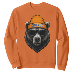 Cool Bear Chicago Graphic Sweatshirt Retro Vibe City Pride Beanie and Sunglasses TS02 Orange Print Your Wear