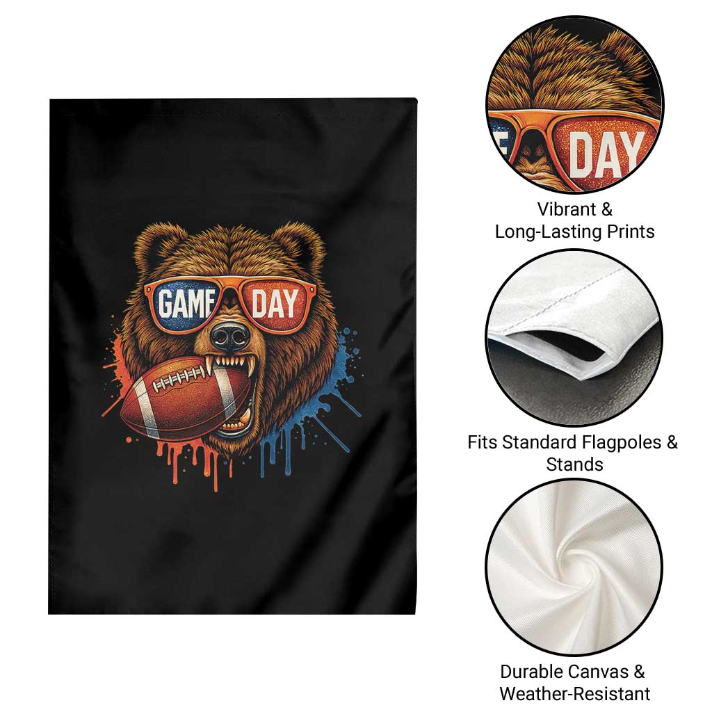 Cool Game Day Bear Graphic Garden Flag Bold Football Fan Dripping Paint TS02 Print Your Wear