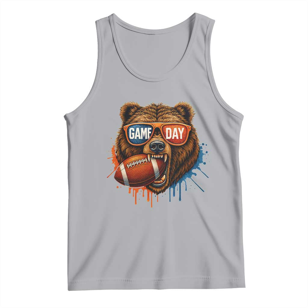 Cool Game Day Bear Graphic Tank Top Bold Football Fan Dripping Paint TS02 Athletic Heather Print Your Wear