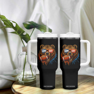 Cool Game Day Bear Graphic Tumbler With Handle Bold Football Fan Dripping Paint TS02 Print Your Wear