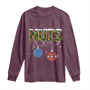 Christmas Couples Long Sleeve Shirt Chestnuts Xmas Matching Family Funny Nuts TS02 Maroon Print Your Wear