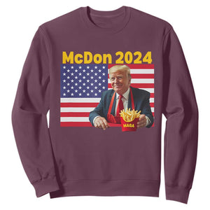 Funny Trump French Fries Sweatshirt McDon 2024 Cooking Fry American Flag TS02 Maroon Print Your Wear