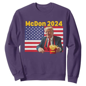 Funny Trump French Fries Sweatshirt McDon 2024 Cooking Fry American Flag TS02 Purple Print Your Wear