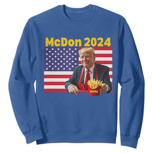 Funny Trump French Fries Sweatshirt McDon 2024 Cooking Fry American Flag TS02 Royal Blue Print Your Wear