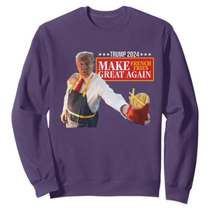 Funny Trump Fry 2024 Sweatshirt Make French Fries Great Again TS02 Purple Print Your Wear