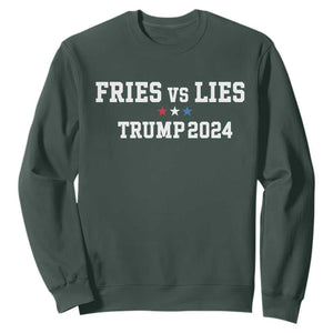 Funny Trump French Fry Sweatshirt Fries vs Lies 2024 TS02 Dark Forest Green Print Your Wear