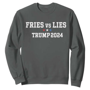 Funny Trump French Fry Sweatshirt Fries vs Lies 2024 TS02 Dark Heather Print Your Wear